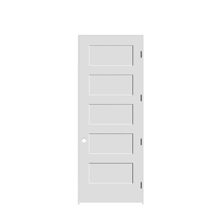 TRIMLITE 28"x96"x13/8" Primed 5Panel Equal Panel Interior Shaker 71/4" LH Prehung Door Matte Black Hinges 2480pri8405LH10B714